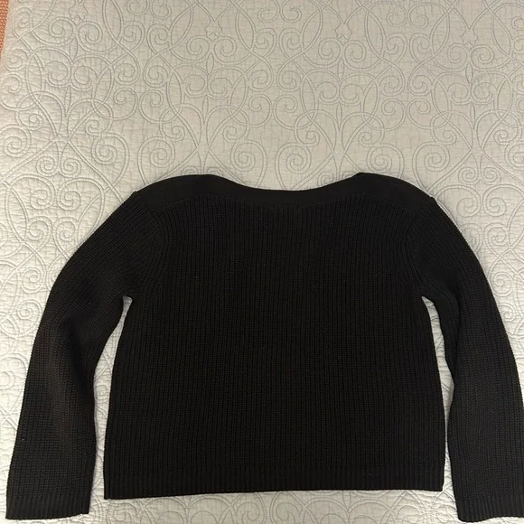Quince 100% Organic Cotton Black Fisherman Boatneck Sweater - Picture 2 of 8